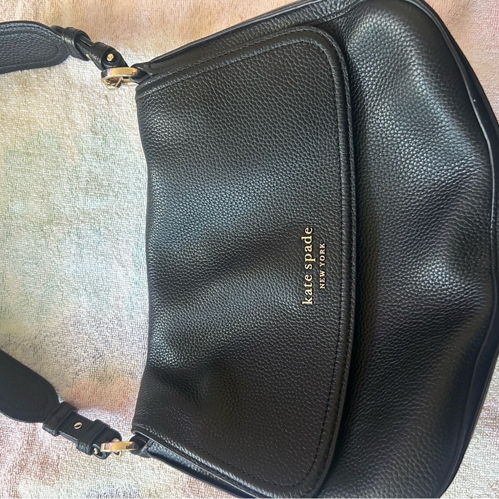 Kate Spade Black Pebbled Leather Messenger Bag
